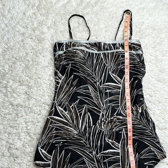 Gottex Brown Black Silver Leaf Pattern One Piece Swimsuit Flattering Cut PP20 - Picture 4 of 11